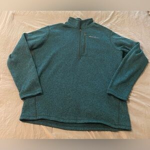 Eddie Bauer Sweatshirt Men's Teal Knit 1/4 Zip Pullover‎ Jacket Outdoor size TXL